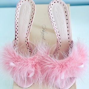 Agent Provocateur Pink Satin Loleata Mules , size 8